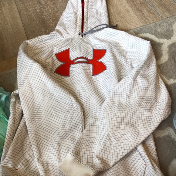 Under Armour Other - Checkered under armor hoodie white and red